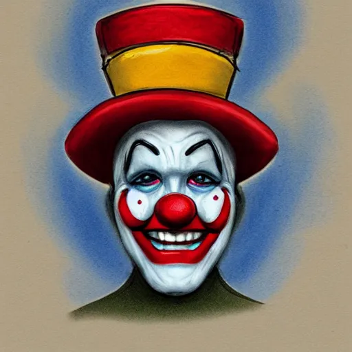 Image similar to mock - up sketch of a wanted clown