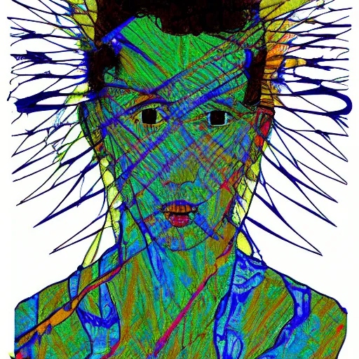 Image similar to ebisu god sketch by egon schiele glitch datamosh minimalism