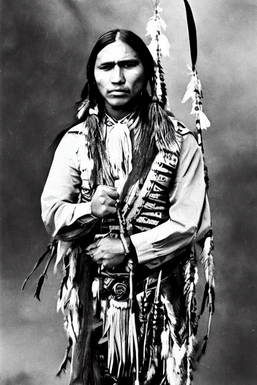 Image similar to Photo of Native American indian man Alexander Lukashenko, portrait, skilled warrior of the Apache, ancient, realistic, detailed, Emma Watson