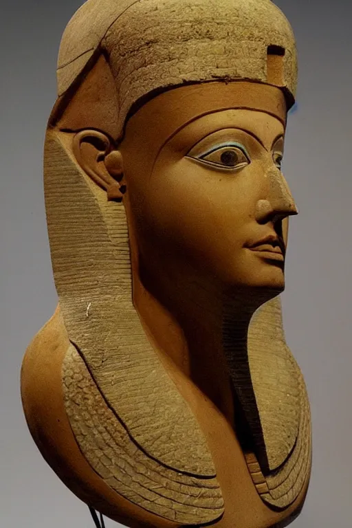 Image similar to a highly detailed beautiful portrait of a egyptian god sculpted by philippe faraut.
