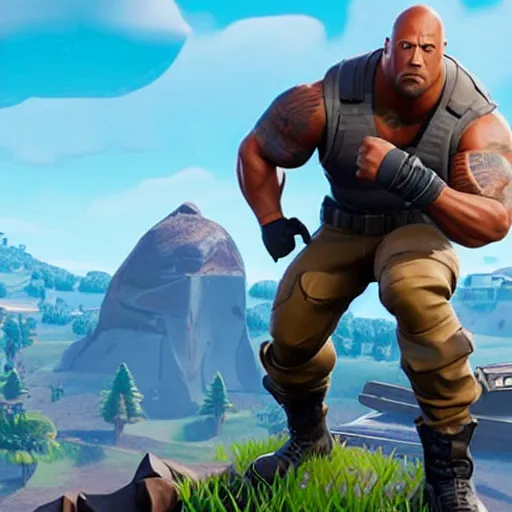 Image similar to Dwayne Johnson as fortnite character