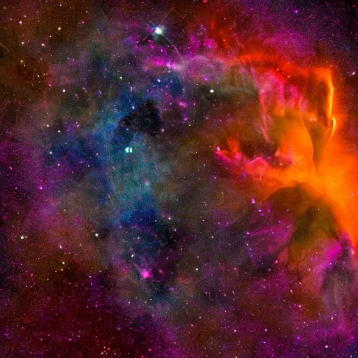 Prompt: A photo of a nebula that has the shape of a violin taken by James Webb