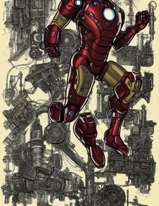 Prompt: ironman in the style of Dieselpunk/Decopunk