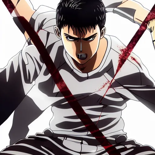 Prompt: cristiano ronaldo on attack on titan anime key visual, wit studio official media, wide shot