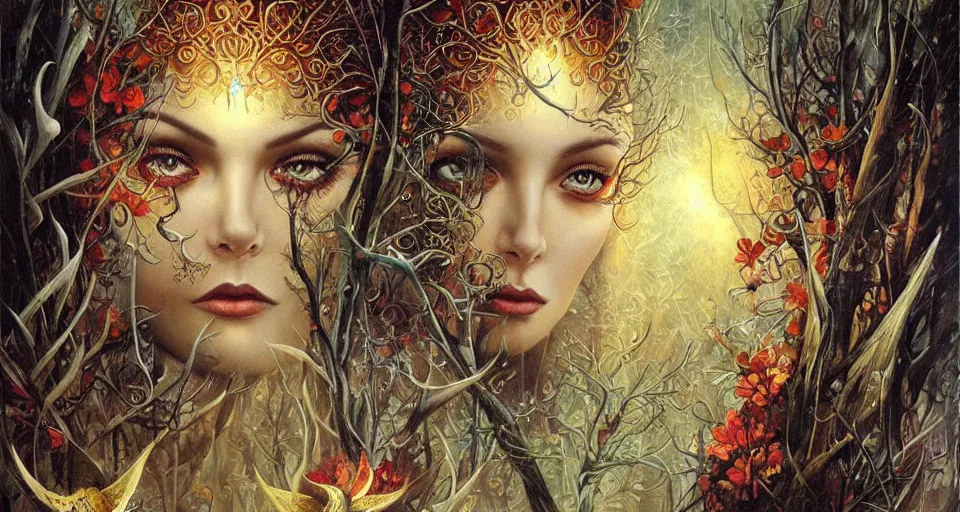 Image similar to Enchanted and magic forest, by Karol Bak