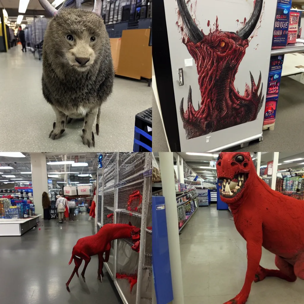 Prompt: Just one of the many bloodthirsty hell beasts in the backrooms of Bed Bath and Beyond