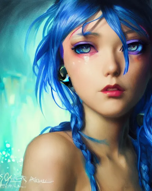 Image similar to pretty girl djing at a rave, blue hair, rem rezero, sharp focus, digital painting, 8 k, concept art, art by wlop, artgerm, greg rutkowski and alphonse mucha