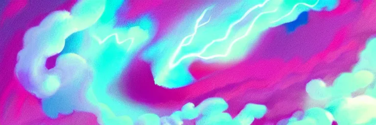 Prompt: graphic novel illustration of a swirling vortex of pink and purple clouds, cyan lightning, digital illustration, deviantArt, artstation, artstation HQ, HD, 4k resolution