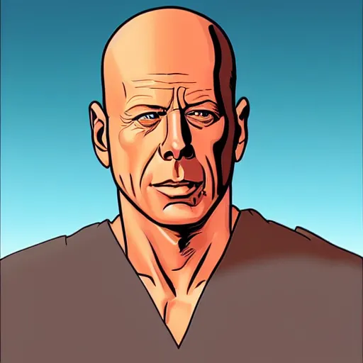 Image similar to “ bruce willis retro minimalist portrait by jean giraud, moebius starwatcher comic, 8 k ”