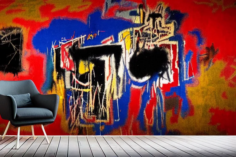 Image similar to persian carpet, matte painting, 4 k, epic composition, volumetric light, abstract illusionism, by william stout, jean - michel basquiat, pour paint, modern street art, grunge wall, industrial