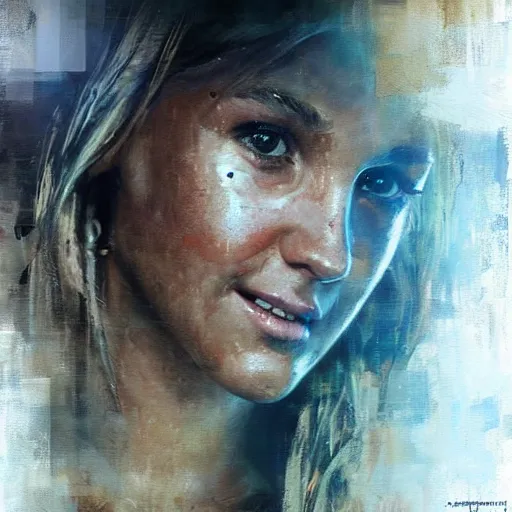 Image similar to jamie lynn spears and britney spears morphed together, hybrid, jeremy mann painting