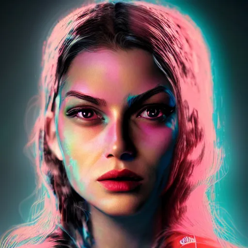 Image similar to woman portrait made out of paint, beautiful, cyborg, octane render, comic book art