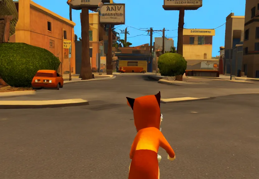 Prompt: A screenshot of Nick Wilde in GTA San Andreas.