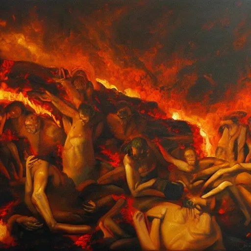 Image similar to the pits of hell, beautiful oil painting,