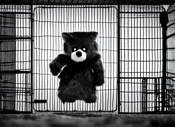 Image similar to guardian working in a furry prison, symmetrical, cinematic, real photography