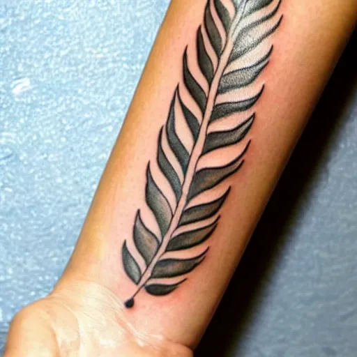 Prompt: half leaf half feather tattoo