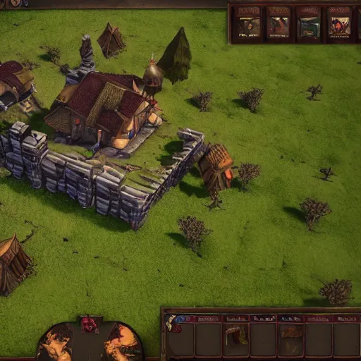Prompt: screenshot from an isometric witcher style rts game