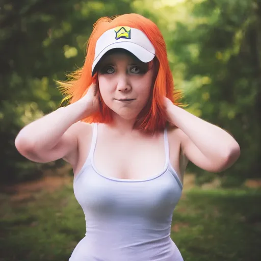 Image similar to Misty from Pokemon, Portrait photography, pokeball