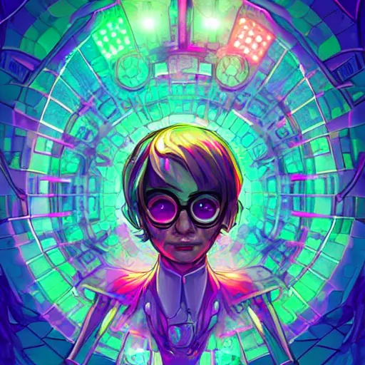 Image similar to skill magic geek inside matrix deepdream radiating a glowing aura stuff loot legends stylized digital illustration video game icon artstation lois van baarle, ilya kuvshinov, rossdraws,