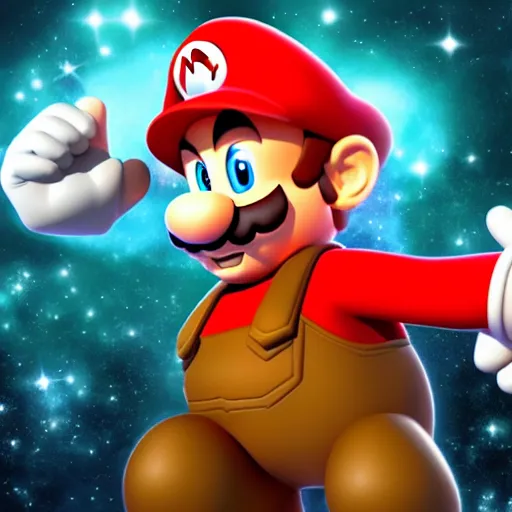Prompt: official artwork of super mario looking at the camera striking an intimidating pose, hat on fire, black background, sharp / faint colors