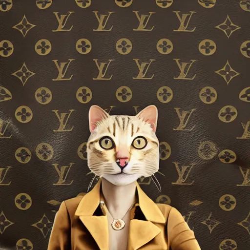 Prompt: the cats carry bag designed by louis vuitton, luxury, expensive, photo portrait, symmetry, awesome exposition, very detailed, highly accurate, professional lighting diffracted lightrays, 8 k, sense of awe