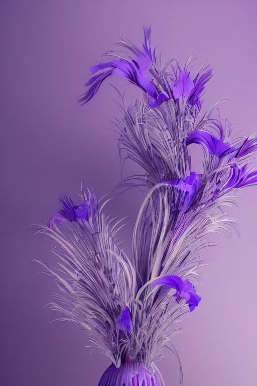 Image similar to a purple and blue sterlizia, a computer rendering by agnes lawrence pelton, featured on polycount, computer art, rendered in cinema 4 d, octane render, rendered in maya