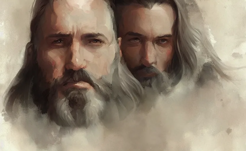 Prompt: a painting of the all father trending on artstation in the style of greg rutkowski, beautiful, male, sensual, natural skin, beard