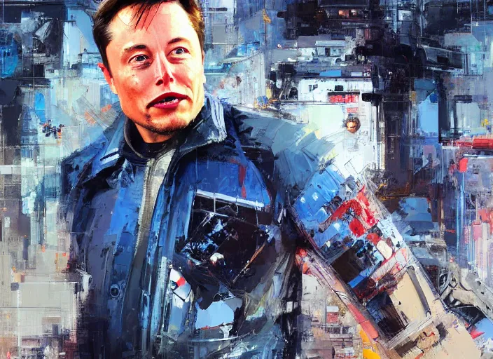 Image similar to portrait of Elon Musk, concept art oil painting by Jama Jurabaev and John Berkey, extremely detailed, brush hard, artstation