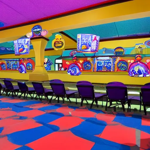 Image similar to photo of interior of a chuck e. cheese church cathedral