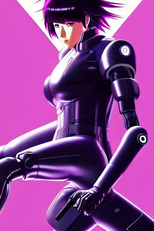 Image similar to a fullbody pose of motoko kusanagi riding futuristic motorbike, the major ghost in the shell : : stand alone complex, the laughing man, netflix : : by ilya kuvshinov, rossdraws, artgerm, sola digital arts, anti aliasing, raytracing : :