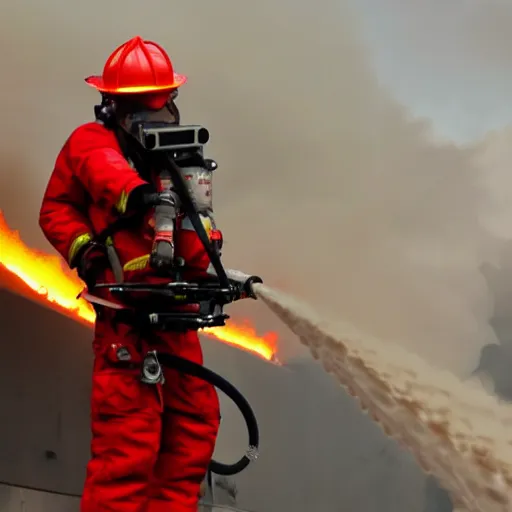 Prompt: mech firefighter drone shooting putting out a fire , insane high detailed, photorealistic, realistic, 35mm -ar 16:9