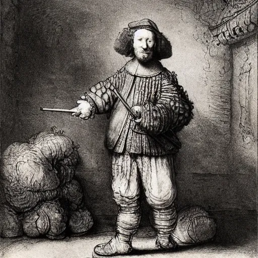 Prompt: Rembrandt painting illustrating metaphorically when you focus on you, you grow. Then you focus on shit, shit grows