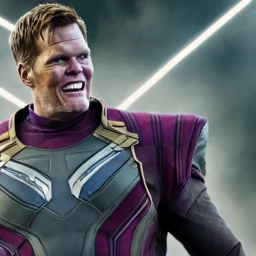 Prompt: tom brady as thanos, still from avengers endgame