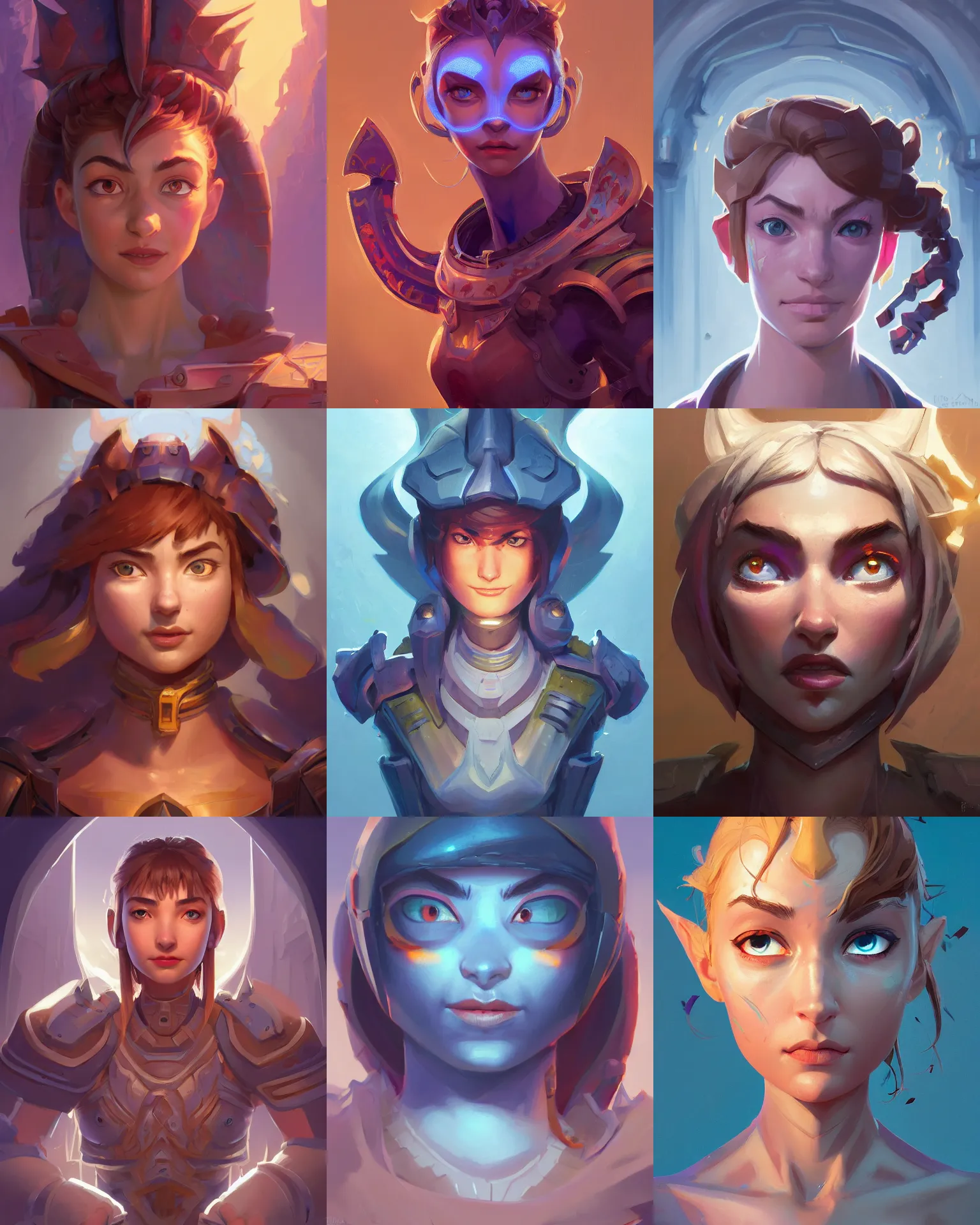 Prompt: head-on symmetrical centered painted portrait, Imogen Poots as a Paladin, matte painting Arcane DOTA Blizzard pixar, maya engine on stylized background splash comics global illumination lighting artstation, by Jesper Ejsing, RHADS, Makoto Shinkai and Lois van baarle, ilya kuvshinov, rossdraws