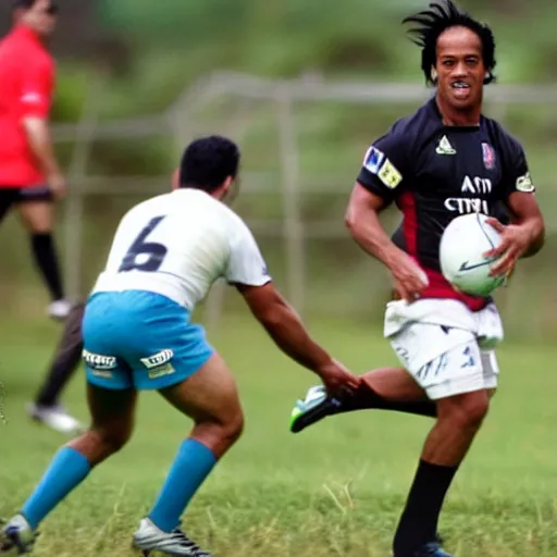 Image similar to ronaldinho playing rugby, detailed, sharp focus, smooth