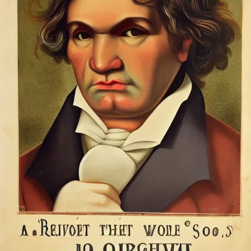 Image similar to an 1 8 0 0 s poster advertising beethoven as a rabbit