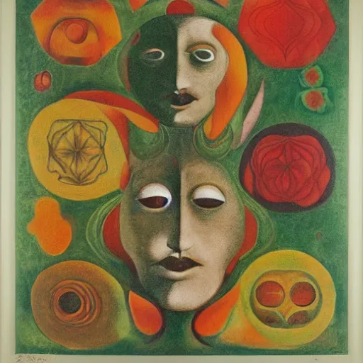 Image similar to floral face portrait by leonetto cappiello and wojciech siudmak and ernst fuchs, anni albers, oil on canvas