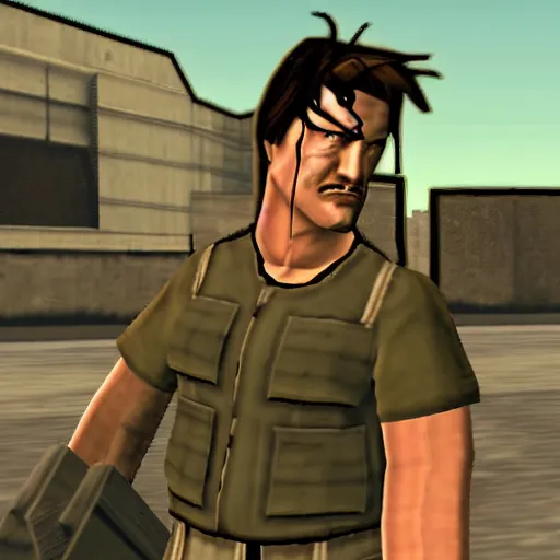 Prompt: solid snake in gta san andreas