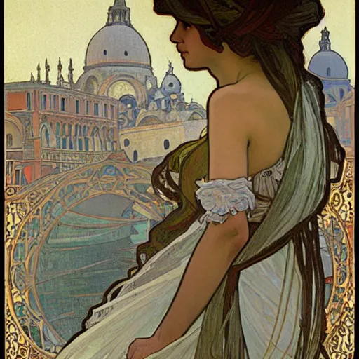 Image similar to venice by alphonse mucha