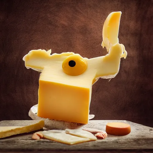 Prompt: cheese monster, cinematic, award winning composite photography