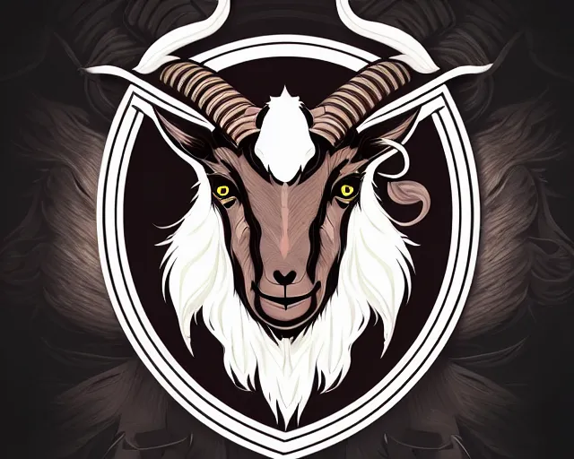 Prompt: goat esports logo vector art, deep focus, d & d, fantasy, intricate, elegant, highly detailed, digital painting, artstation, concept art, matte, sharp focus, illustration, hearthstone,