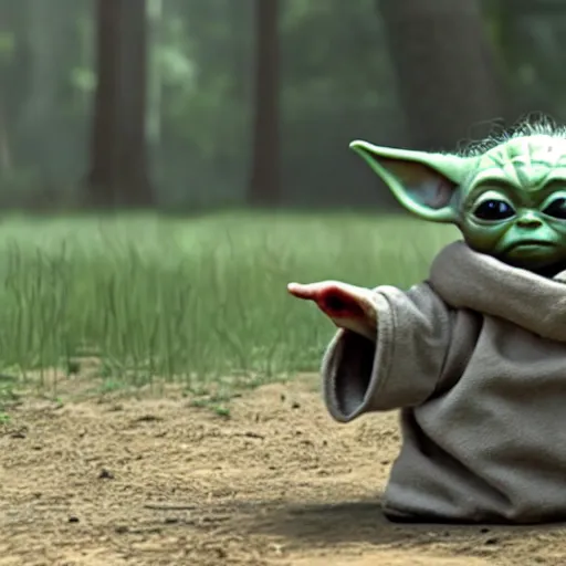Prompt: baby Yoda In the walking dead 4k detailed super realistic