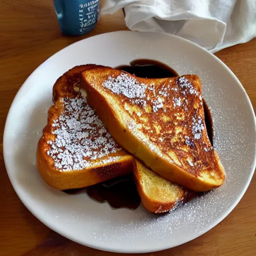 Prompt: french toast splatter with coffee