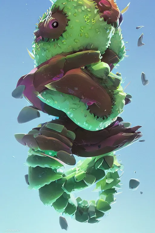 Image similar to 3 d render creature animal sushi cristal very big eye roots cactus elemental flush of force nature micro world fluo fishscale, comics gta 5 cover, official fanart behance hd artstation by jesper ejsing, by rhads, makoto shinkai and lois van baarle, ilya kuvshinov, ossdraws