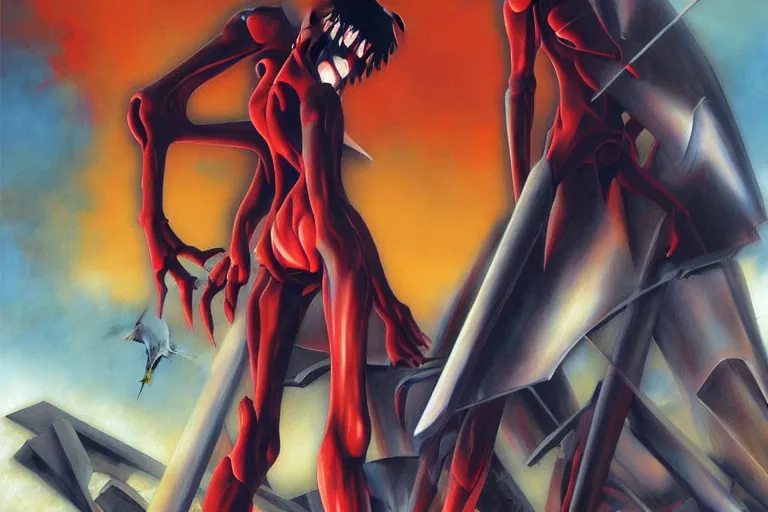 Image similar to evangelion berserk, painting by vance kovacs, justin sweet