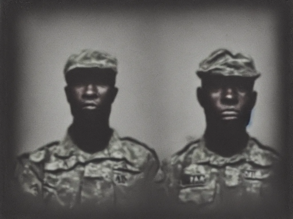 Prompt: “A mugshot of soldiers, highly detailed medium format Portra 400 Mamiya, grainy, texturized, in the style of anti-fascism”