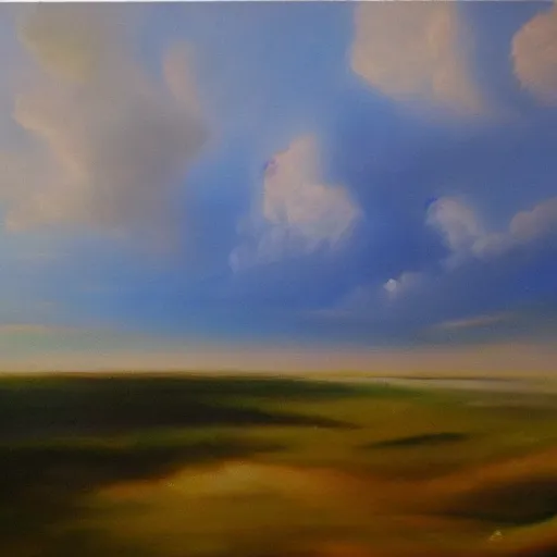 Prompt: clouds, oil painting, volumetric