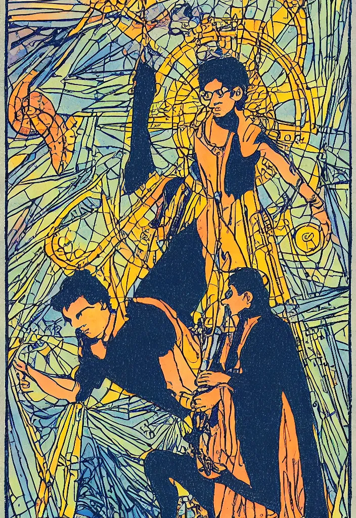 Image similar to Yann LeCun illustrated on the Rider–Waite tarot.