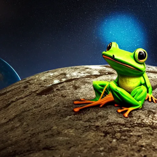 Image similar to a frog with muscles lifting planet earth over its head, octane render, cinematic rendering, dramatic lightning, visual effects, impressive, colorful, 8 k