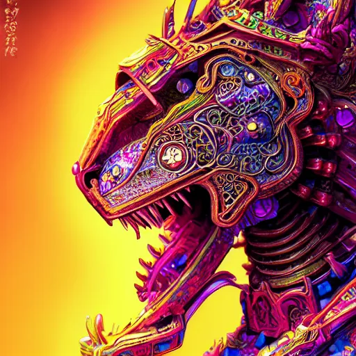 Prompt: colorful female sacred mech paladin lion dancer pacific rim studio portrait of absurdly beautiful, elegant, young sexy elegant woman, super fine surreal detailed face illustration by kim jung gi, iraq nadar, intricate lines, sharp focus, vibrant colors, matte, octopath traveler, final fantasy, unreal engine highly rendered, global illumination, radiant light, intricate environments